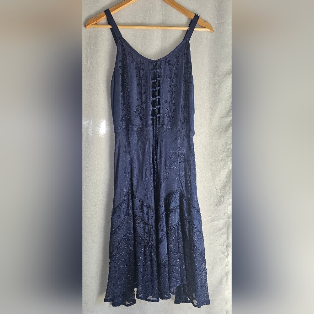 My Choices Midnight Blue Embroidered Dress